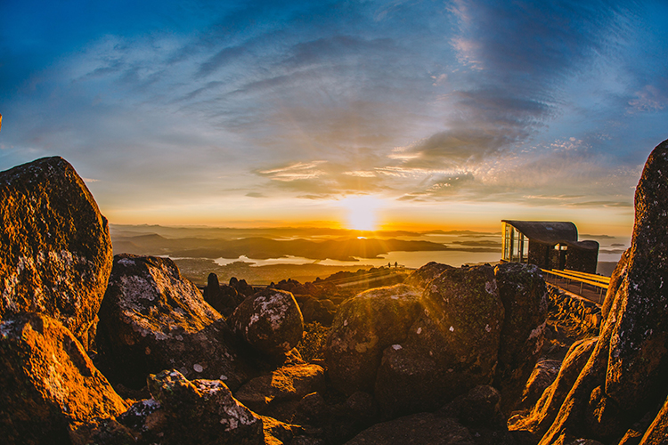 Sunset from Mount Wellington in Tasmania.